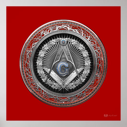 [901] Master Mason - Silver Square & Compass Poster (Voorkant)