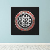 [901] Sacred Celtic Silver Knot Cross Canvas Afdruk (Insitu (Houten vloer))