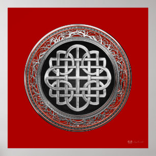 [901] Sacred Celtic Silver Knot Cross Poster