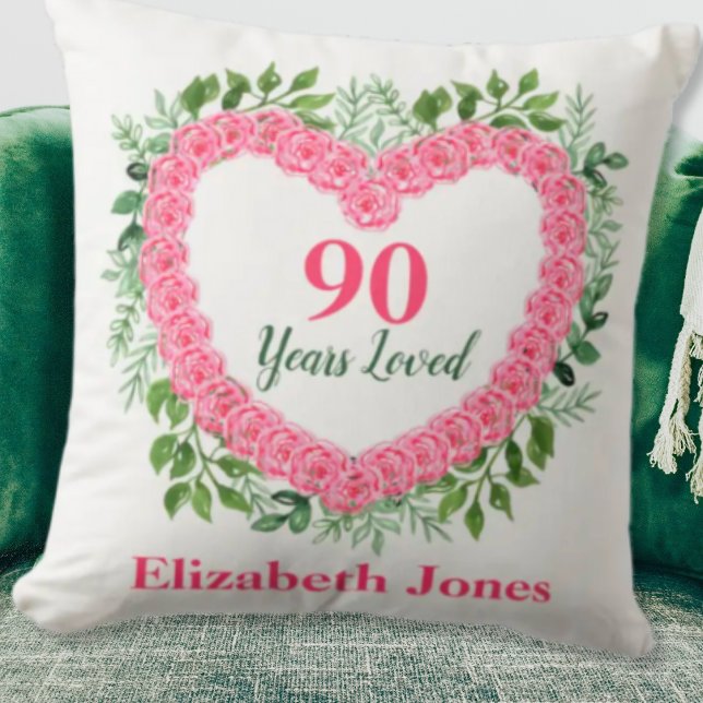 90 ans aimés 90e anniversaire Coussin (Créateur téléchargé)