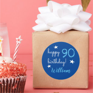 90 ans autocollants bleus personnalisés Joyeux ann