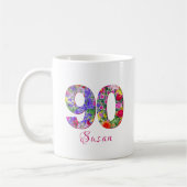 90 ans fête de fête floral design mug (Gauche)