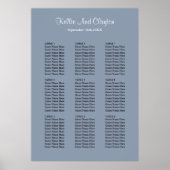 90 Blue Simple Wedding Seating Chart Poster (Voorkant)