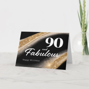 90 en Fabulous Black Gold 90ste verjaardag Kaart