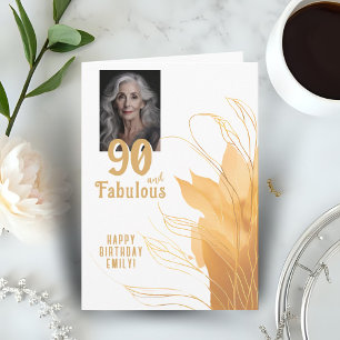 90 en Fabulous Gouden Blad 90ste Verjaardag Foto Kaart