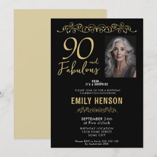 90 en Fabulous Gouden Ornament 90ste Verjaardag Fo Kaart