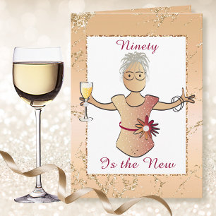 90 en Fabulous Verjaardag Classy Vrouw Cartoon Kaart