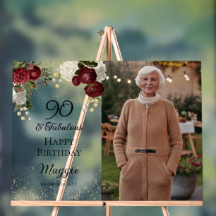 90 en Floral Birthday Party (Roos van Fabulous Gla Acryl Bord