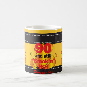 90 en nog steeds rokin Hot   90e verjaardag Koffiemok