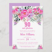 90 et fabuleuse invitation rose 90e anniversaire (Devant / Derrière)