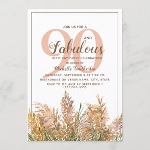 90 Fabulous Pampas Grass op White Birthday Kaart