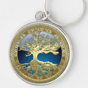 [90] Golden Celtic Tree of Life [3D] Sleutelhanger