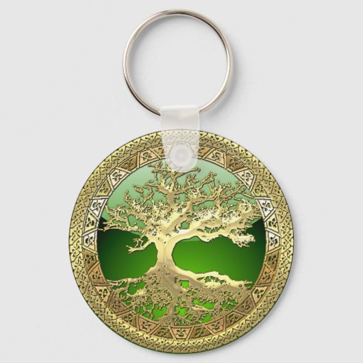 [90] Golden Celtic Tree of Life [3D] Sleutelhanger (Voorkant)