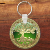 [90] Golden Celtic Tree of Life [3D] Sleutelhanger (Voorkant)
