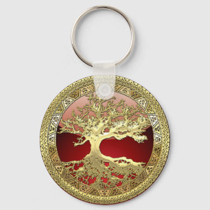 [90] Gouden Keltische Boom van [3D] Leven Sleutelhanger
