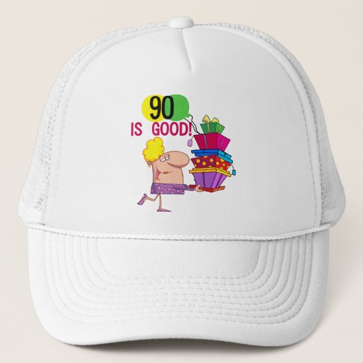 90 is Good Birthday Tshirts and Gifts Trucker Pet (Voorkant)