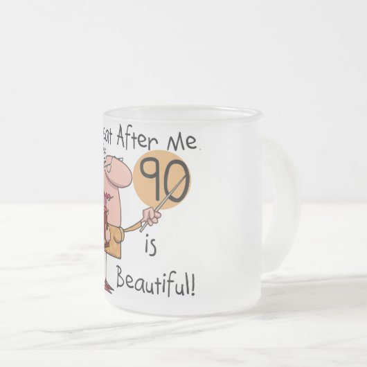 90 is mooie Tshirts en geschenken Matglas Koffiemok (Voorkant rechts)