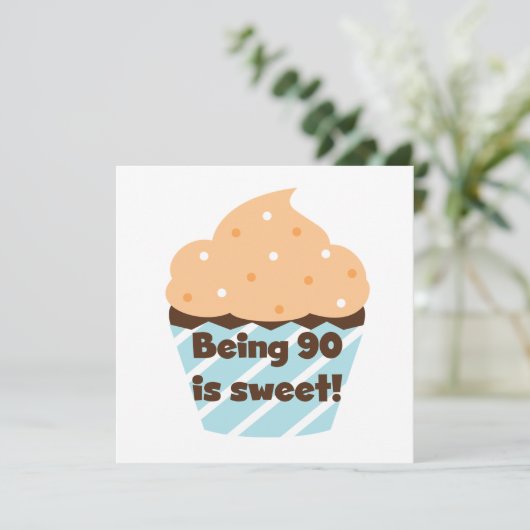 90 is Sweet Birthday T-shirts en cadeautjes Kaart (Staand voorkant)