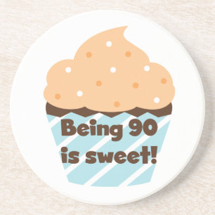 90 is Sweet Birthday T-shirts en cadeautjes Zandsteen Onderzetter