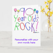 90 jaar - olds Rots! Kaart (Gele Bloem)