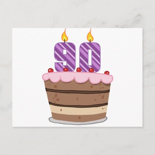 90 jaar op de Birthday Cake Briefkaart (Voorkant)