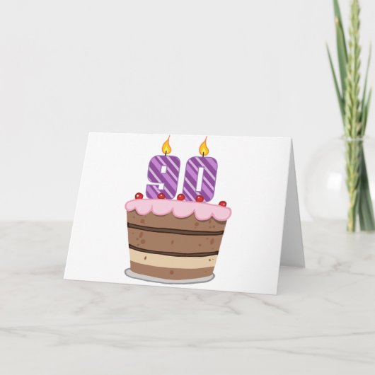 90 jaar op de Birthday Cake Kaart (Voorkant)