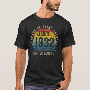 90 jaar oud juli 1932 90e verjaardag t-shirt