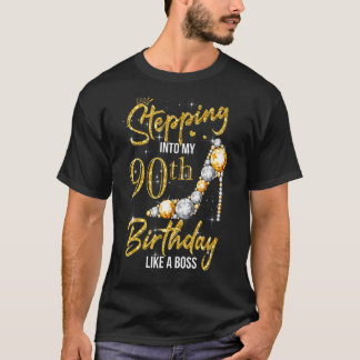 90 jaar oud stappen in mijn 90ste verjaardag als t-shirt