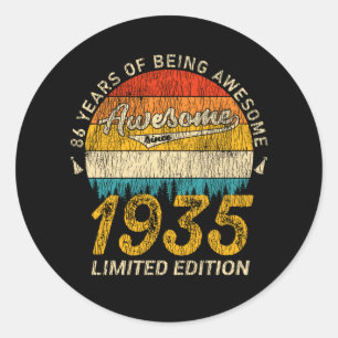 90 jaar oude Bday 1935 Geweldige 90ste verjaardags Ronde Sticker