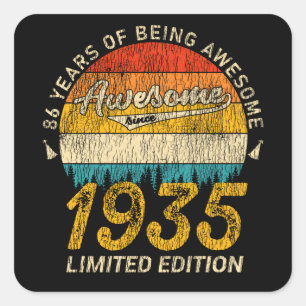 90 jaar oude Bday 1935 Geweldige 90ste verjaardags Vierkante Sticker