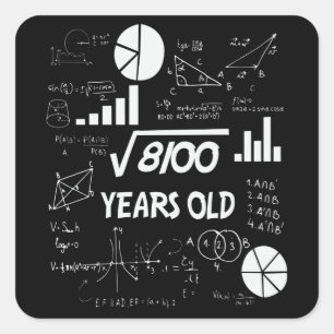 90 jaar oude dag Wiskunde leraar 90e verjaardag ca Vierkante Sticker