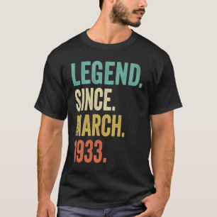 90 jaar oude Mannen maart 1933 90e verjaardag T-shirt