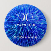 90 jaar oude, persoonlijke blauwe Abstracte Button (Voorkant)
