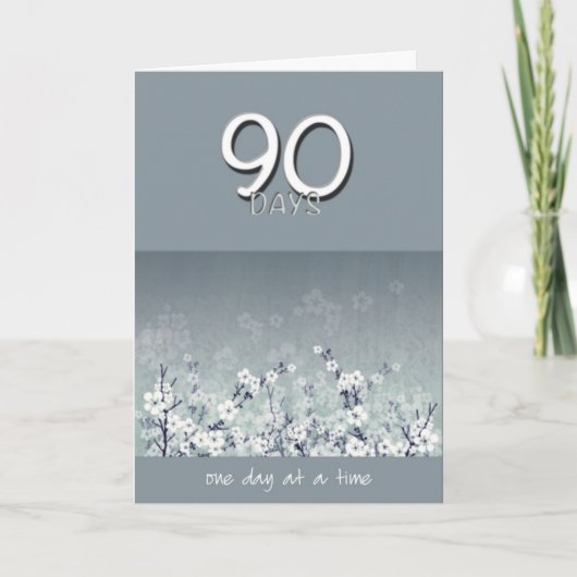 90 Jours Sober Fleurs propres Carte Anniversaire (Devant)