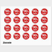 90% KORTING Rode Achtergrond Klassieke Ronde Stick Sticker (Vel)