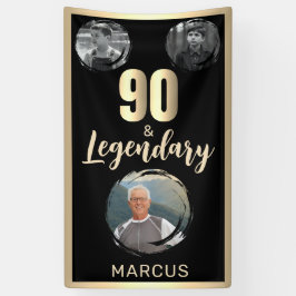 90 & Legendary 3 foto's 90e verjaardag goud Spandoek