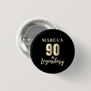 90 & Legendary Gold 90ste verjaardag  Ronde Button 3,2 Cm