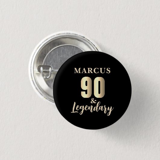 90 & Legendary Gold 90th Birthday Ronde Button 3,2 Cm (Voorkant /achterkant)