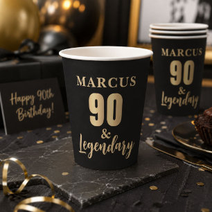 90 & Legendary Goud 90ste Verjaardagsfeestje Papieren Bekers