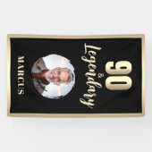 90 & Legendary Photo 90th Birthday Gold Spandoek (Horizontaal)