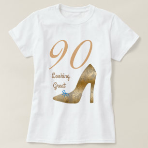 90 & look Great High Hiel Light Blue Bow  T-shirt