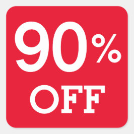 90% Negentig procent korting op verkoop wit en roo Vierkante Sticker