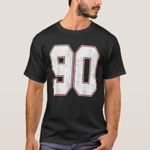 90 Outline Number 90 Fan Varsity Sports Team Blauw T-shirt