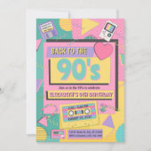 90' Theme Birthday Party Invitation Kaart (Voorkant)