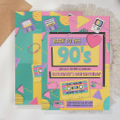 90' Theme Birthday Party Invitation Kaart