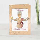 90 Uitstekende Vrouw Cartoon Sweet Birthday Sparkl Kaart (Voorkant)