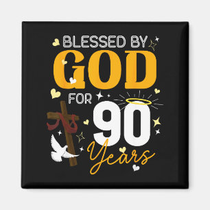 90 Verjaardag Gezegend Door God Voor 90 Jaar Oud 9 Magneet