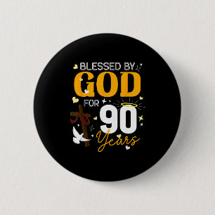 90 Verjaardag Gezegend Door God Voor 90 Jaar Oud 9 Ronde Button 5,7 Cm