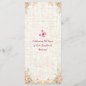90 Years Flowers Floral 90th Birthday Linen Menu (Dos)