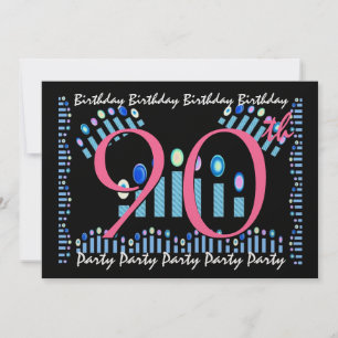 90e - 99e anniversaire Invitation Bougies bleues